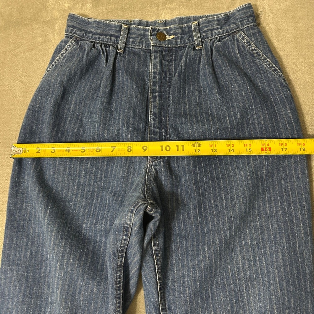 Vintage 90s Lee Pinstripe High Waist Jeans Womens 9 Tapered Leg USA Made 26x31 - Picture 12 of 13